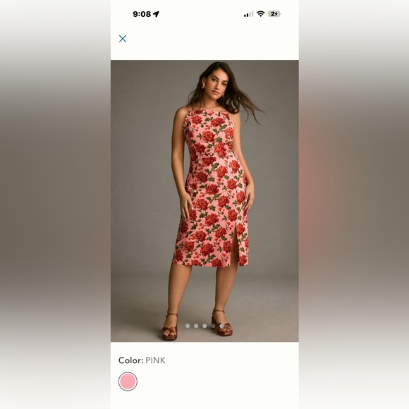 Anthropologie Rosette Pink and red ruffled peplum halter dress - Picture 3 of 9